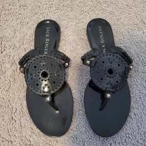 Jack Rogers Black Georgina Jelly Sandals for Women Size 7